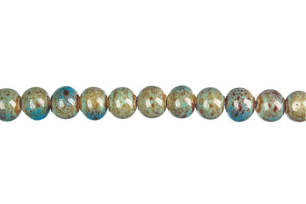 Porcelain Ceramic Beads - Round (Green) - 8mm - 14-15-inch - unbranded beads for jewelry making