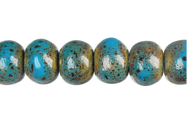 Porcelain Ceramic Beads - Rondelle (Green) - 14x19mm - 16-inch - unbranded beads for jewelry making