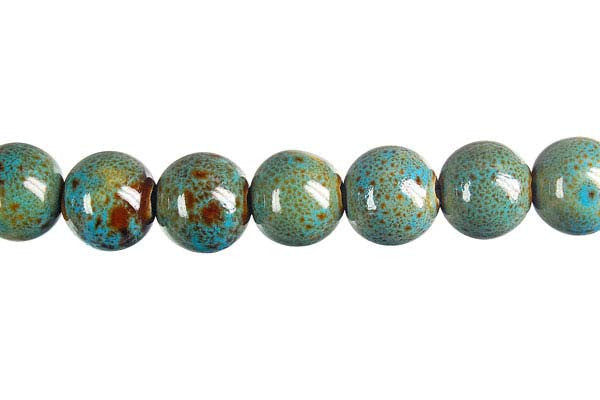 Porcelain Ceramic Beads - Round (Green) - 12mm - 14-15-inch - unbranded beads for jewelry making