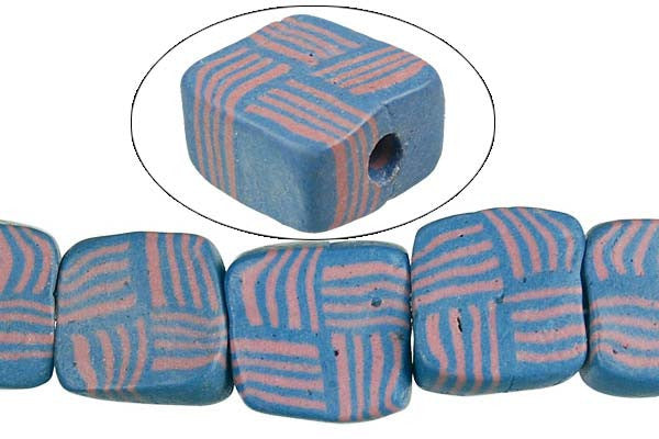 Poly Clay Beads - Puffy Square (6465A) - 13x13mm - 16-inch - unbranded beads for jewelry making
