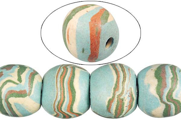 Poly Clay Beads - Round (Q37) - 15mm - 16-inch - unbranded beads for jewelry making