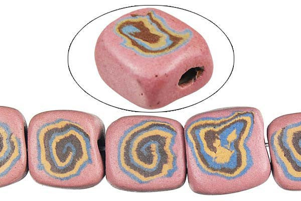 Poly Clay Beads - Puffy Square (F60) - 12-13mm - 16-inch - unbranded beads for jewelry making