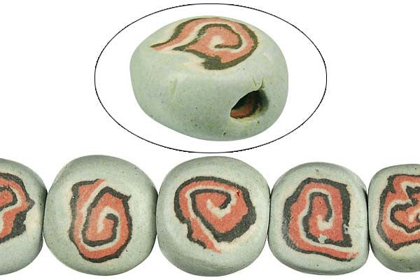 Poly Clay Beads - Button (C70) - 13-15mm - 16-inch - unbranded beads for jewelry making