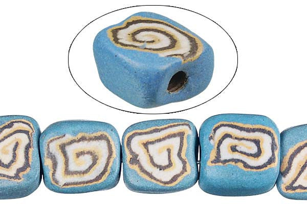 Poly Clay Beads - Puffy Square (F62) - 12-13mm - 16-inch - unbranded beads for jewelry making