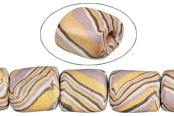 Poly Clay Beads - Puffy Rectangle (F34) - 12x15mm - 16-inch - unbranded beads for jewelry making