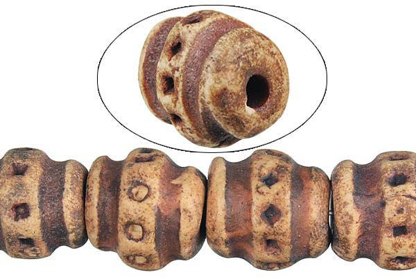 Poly Clay Beads - Drum (6523) - 13-15mm - 16-inch - unbranded beads for jewelry making
