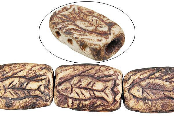 Poly Clay Beads - Puffy Rectangle (D7056) - 13x20mm - 16-inch - unbranded beads for jewelry making