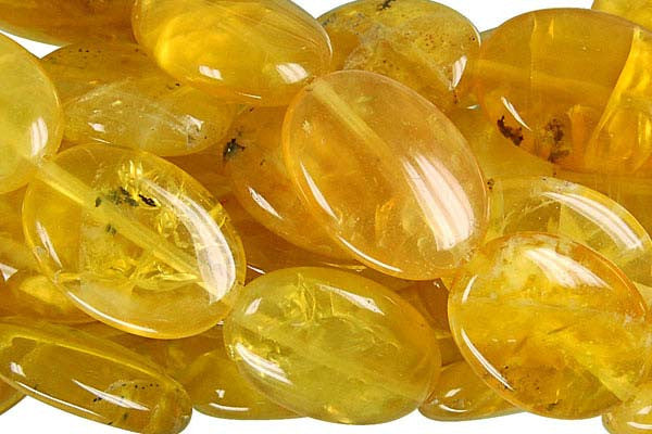 Yellow Opal Beads - Flat Oval (Dark) - 13x18mm - 16-inch - unbranded beads for jewelry making