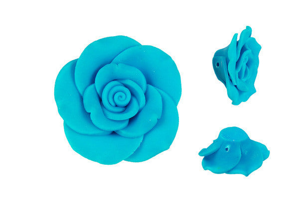 Poly Clay Flower (Blue 405) - 36-38mm - Piece - unbranded Clay pendant for jewelry making