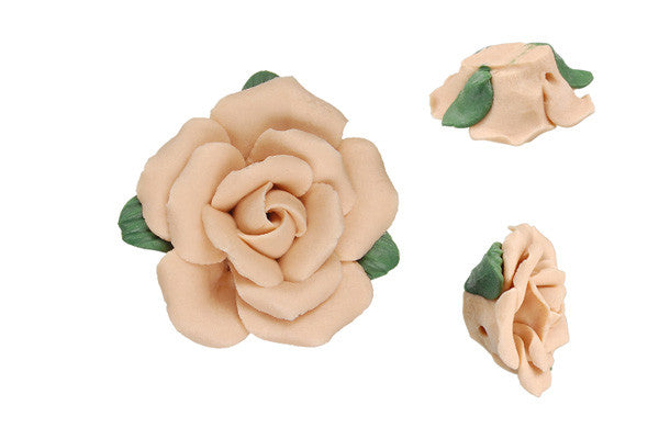 Poly Clay Flower (Peach 405) - 36-38mm - Piece - unbranded Clay pendant for jewelry making