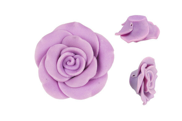 Poly Clay Flower (Purple 405) - 36-38mm - Piece - unbranded Clay pendant for jewelry making