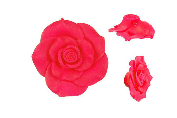 Poly Clay Flower (Ruby 205) - 36-38mm - Piece - unbranded Clay pendant for jewelry making