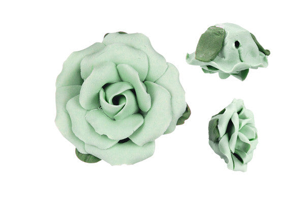 Poly Clay Flower (Green 305) - 33-36mm - Piece - unbranded Clay pendant for jewelry making