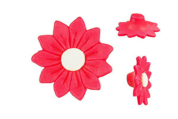 Poly Clay Flower (Pink 11) - 34x34mm - Piece - unbranded Clay pendant for jewelry making