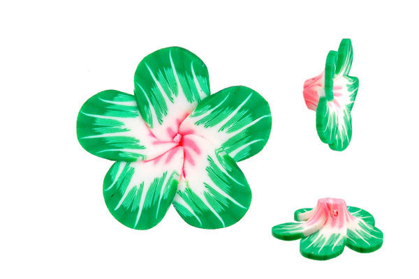 Poly Clay Flower (Green 105) - 34x34mm - Piece - unbranded Clay pendant for jewelry making