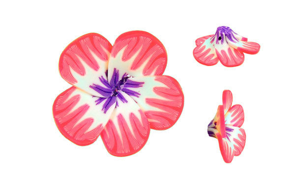 Poly Clay Flower (Pink 105) - 34x34mm - Piece - unbranded Clay pendant for jewelry making