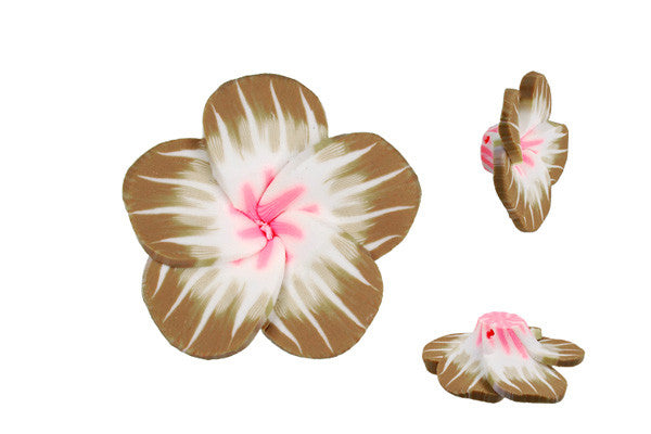 Poly Clay Flower (Brown 105) - 34x34mm - Piece - unbranded Clay pendant for jewelry making