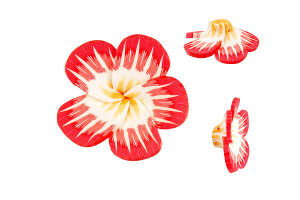 Poly Clay Flower (Red 105) - 34x34mm - Piece - unbranded Clay pendant for jewelry making
