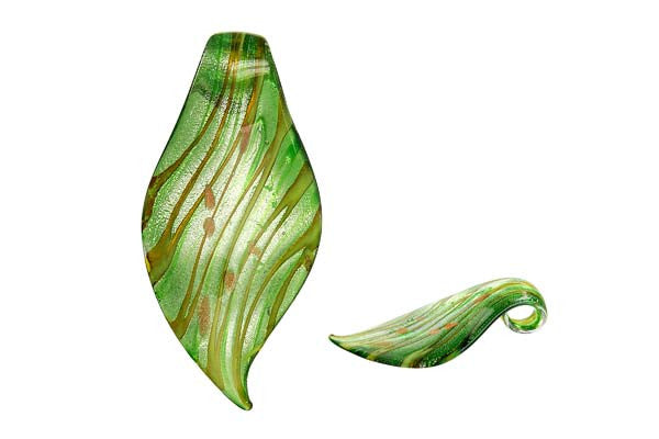 Lampwork Art Glass Smooth Leaf Pendants - 52 Styles
