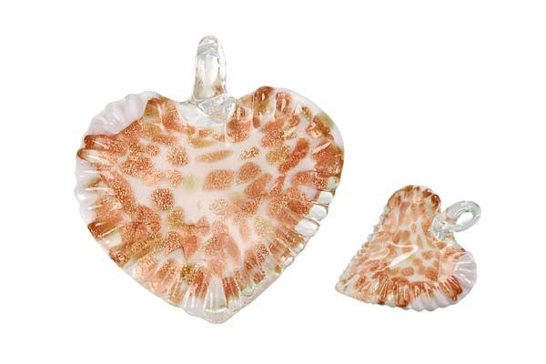 Lampwork Art Glass Twisted Flat Heart Pendants - 11 Styles