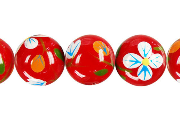 Shell MOP Beads - Shell Pearl Round (Flower 09) - 14mm - 8-inch - unbranded beads for jewelry making