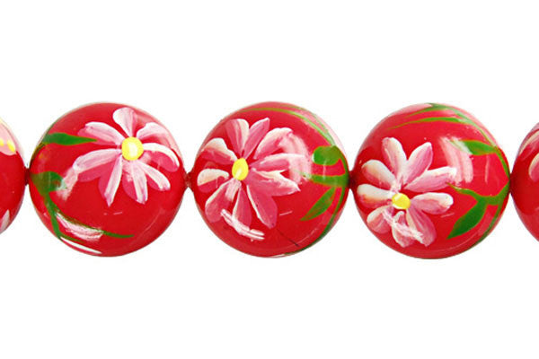 Shell MOP Beads - Shell Pearl Round (Flower 08) - 14mm - 8-inch - unbranded beads for jewelry making
