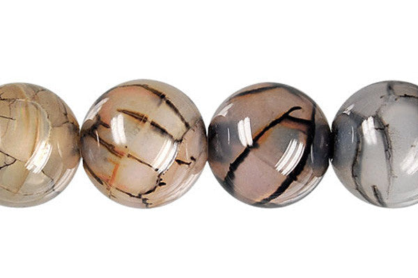 Dragon Vein Agate Beads - Black) Round - 14mm - 14-15-inch - unbranded beads for jewelry making
