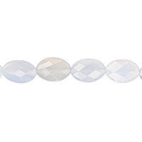 Blue Chalcedony Beads - A - Faceted Flat Oval - 8x12mm - 16-inch - unbranded beads for jewelry making