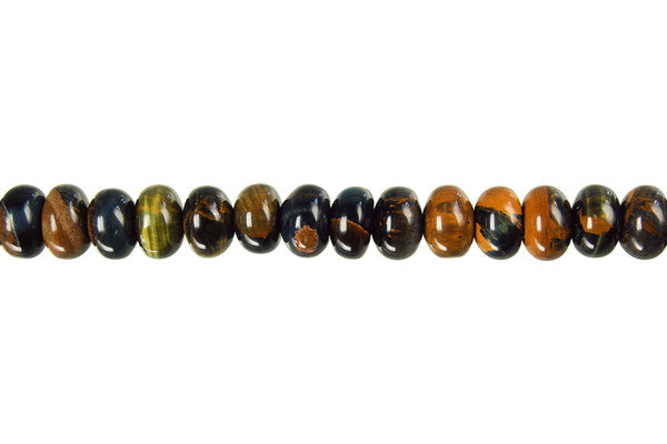 Multi-Color Tiger's Eye Beads - Yellow and Blue) Rondelle - 5x8mm - 16-inch - unbranded beads for jewelry making