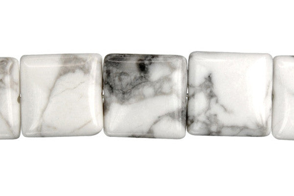 Howlite Beads - Flat Square - 14x14mm - 16-inch - unbranded beads for jewelry making