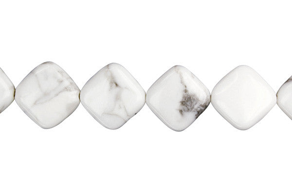Howlite Beads - Diamond Square - 12x12mm - 16-inch - unbranded beads for jewelry making