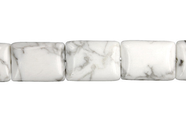 Howlite Beads - Flat Rectangle - 13x18mm - 16-inch - unbranded beads for jewelry making