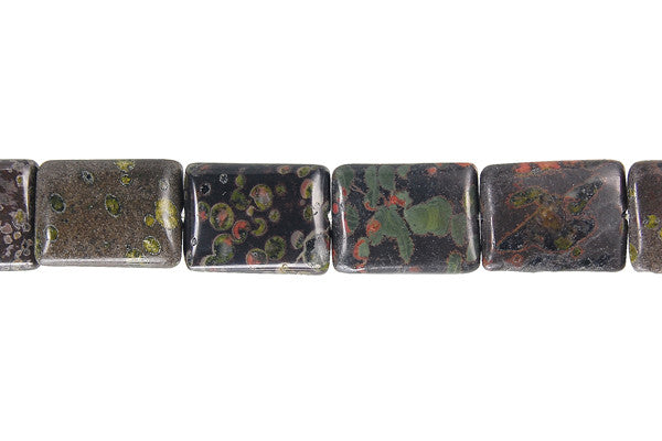 Black Leopardskin Jasper Beads - Flat Rectangle - 13x18mm - 16-inch - unbranded beads for jewelry making