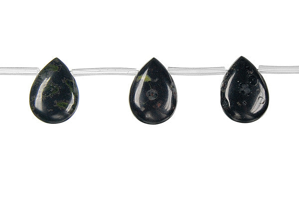 Black Leopardskin Jasper Beads - Flat Briolette - 10x14mm - 16-inch - unbranded beads for jewelry making