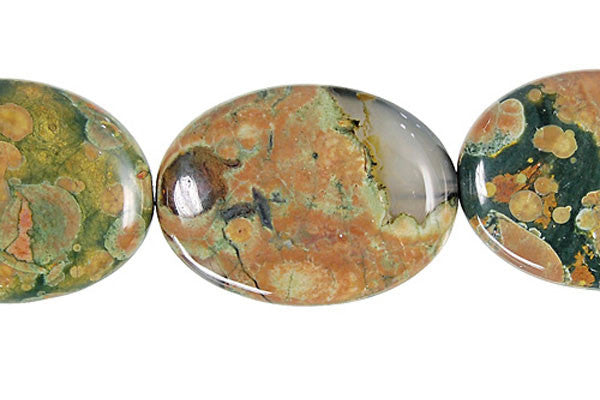 Rhyolite Beads - Flat Oval - 18x25mm - 16-inch - unbranded beads for jewelry making