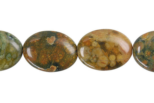 Rhyolite Beads - Flat Oval - 13x18mm - 16-inch - unbranded beads for jewelry making
