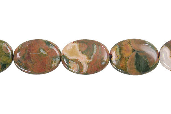 Rhyolite Beads - Flat Oval - 10x14mm - 16-inch - unbranded beads for jewelry making