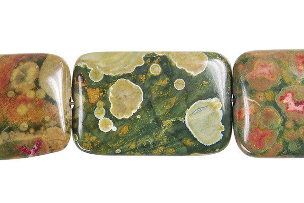 Rhyolite Beads - Flat Rectangle - 20x30mm - 16-inch - unbranded beads for jewelry making