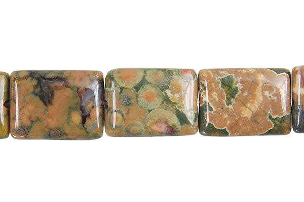 Rhyolite Beads - Flat Rectangle - 10x14mm - 16-inch - unbranded beads for jewelry making