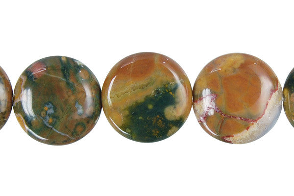 Rhyolite Beads - Coin - 14x14mm - 16-inch - unbranded beads for jewelry making