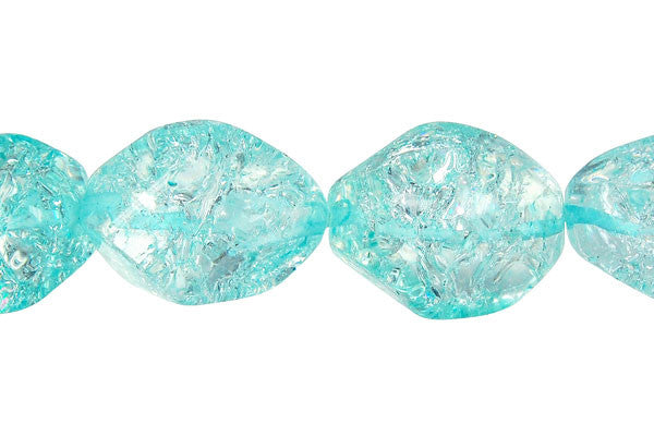 Chinese Crystal Beads - (Ice-Flake Faceted Nugget Aqua - 15x20mm - 16-inch - unbranded beads for jewelry making