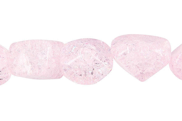 Chinese Crystal Beads - (Ice-Flake Faceted Nugget Pink - 12x16mm - 16-inch - unbranded beads for jewelry making