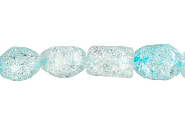 Chinese Crystal Beads - (Ice-Flake Faceted Nugget Aqua - 10x14mm - 16-inch - unbranded beads for jewelry making