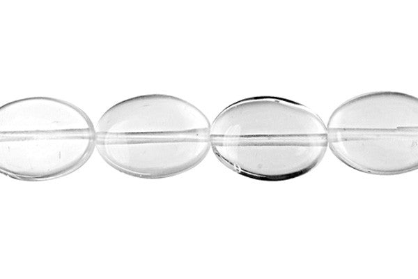 Clear Quartz Beads - Flat Oval - 10x14mm - 16-inch - unbranded beads for jewelry making