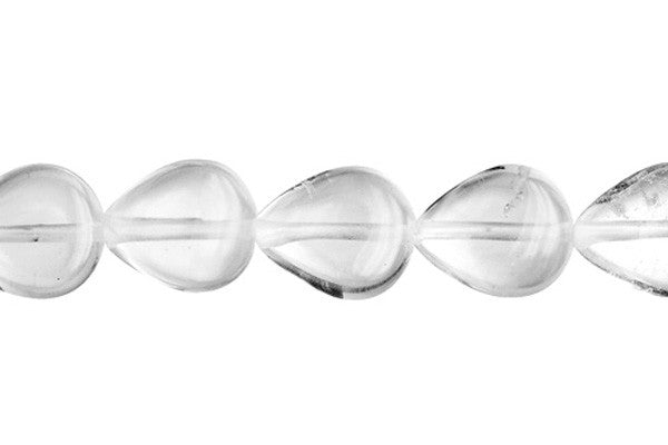 Clear Quartz Beads - Flat Briolette (Vertical Drilled) - 8x12mm - 16-inch - unbranded beads for jewelry making