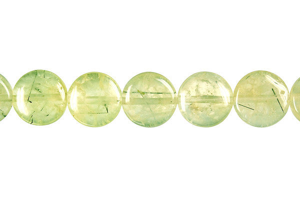 Prehnite Beads - Coin (A) - 10x10mm - 16-inch - unbranded beads for jewelry making