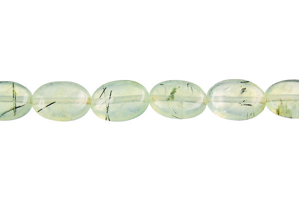 Prehnite Beads - Flat Oval - 8x12mm - 16-inch - unbranded beads for jewelry making