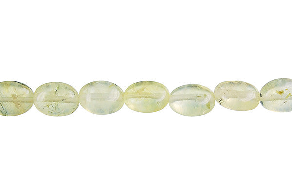 Prehnite Beads - Flat Oval (A) - 7x9mm - 16-inch - unbranded beads for jewelry making