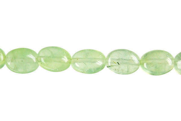 Prehnite Beads - Flat Oval - 7x9mm - 16-inch - unbranded beads for jewelry making