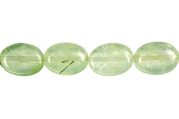 Prehnite Beads - Flat Oval - 10x14mm - 16-inch - unbranded beads for jewelry making